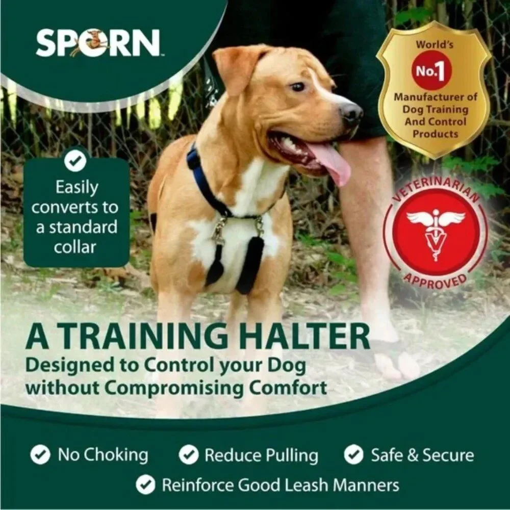 New Sporn Original Training Halter, No Pull Harness / Collar for Small Dog Black